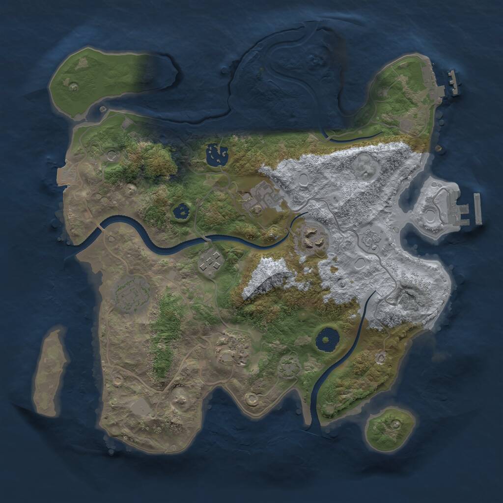 Rust Map: Procedural Map, Size: 3200, Seed: 76874581, 12 Monuments