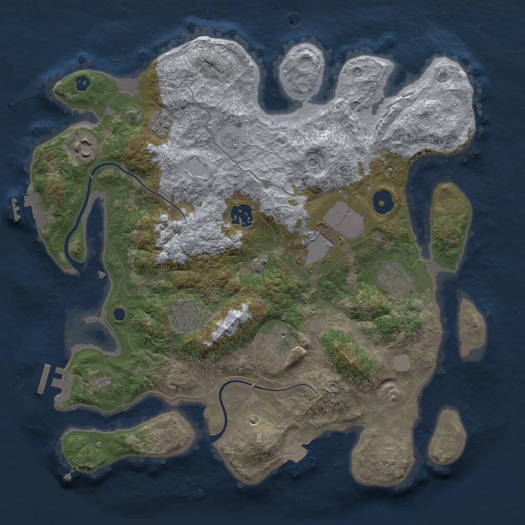 Rust Map: Procedural Map, Size: 3500, Seed: 421797199, 13 Monuments