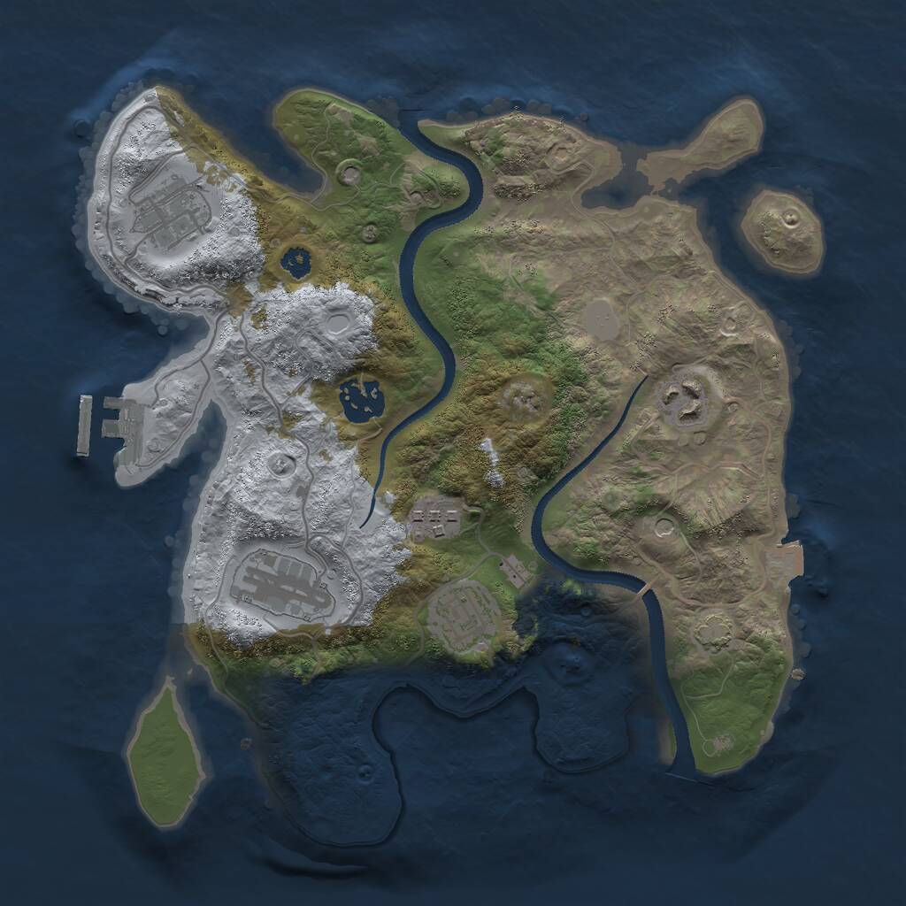 Rust Map: Procedural Map, Size: 3000, Seed: 12027, 10 Monuments