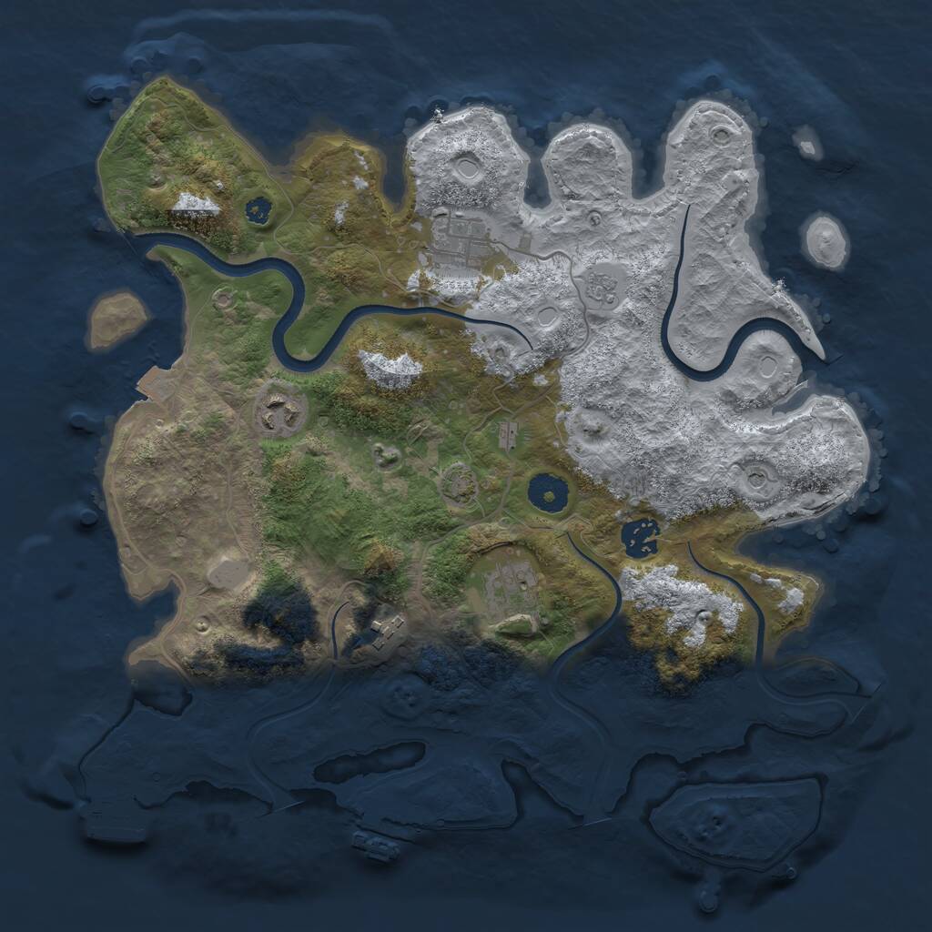 Rust Map: Procedural Map, Size: 3500, Seed: 69887, 11 Monuments