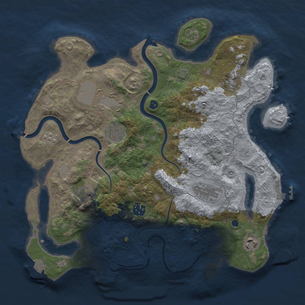 Rust Map: Procedural Map, Size: 3500, Seed: 68521576, 14 Monuments