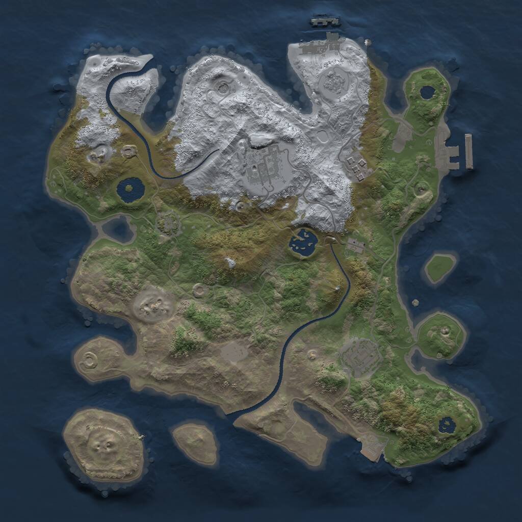 Rust Map: Procedural Map, Size: 3000, Seed: 627351335, 10 Monuments