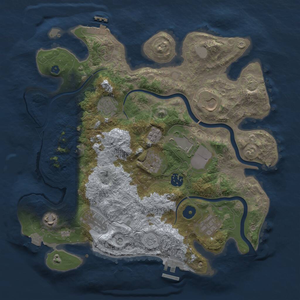Rust Map: Procedural Map, Size: 3500, Seed: 69558, 15 Monuments