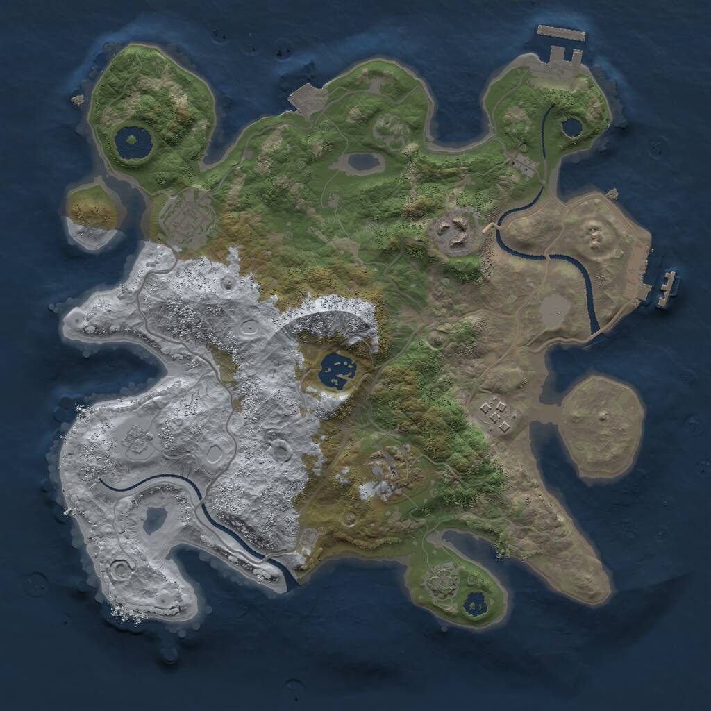 Rust Map: Procedural Map, Size: 3000, Seed: 18015, 10 Monuments