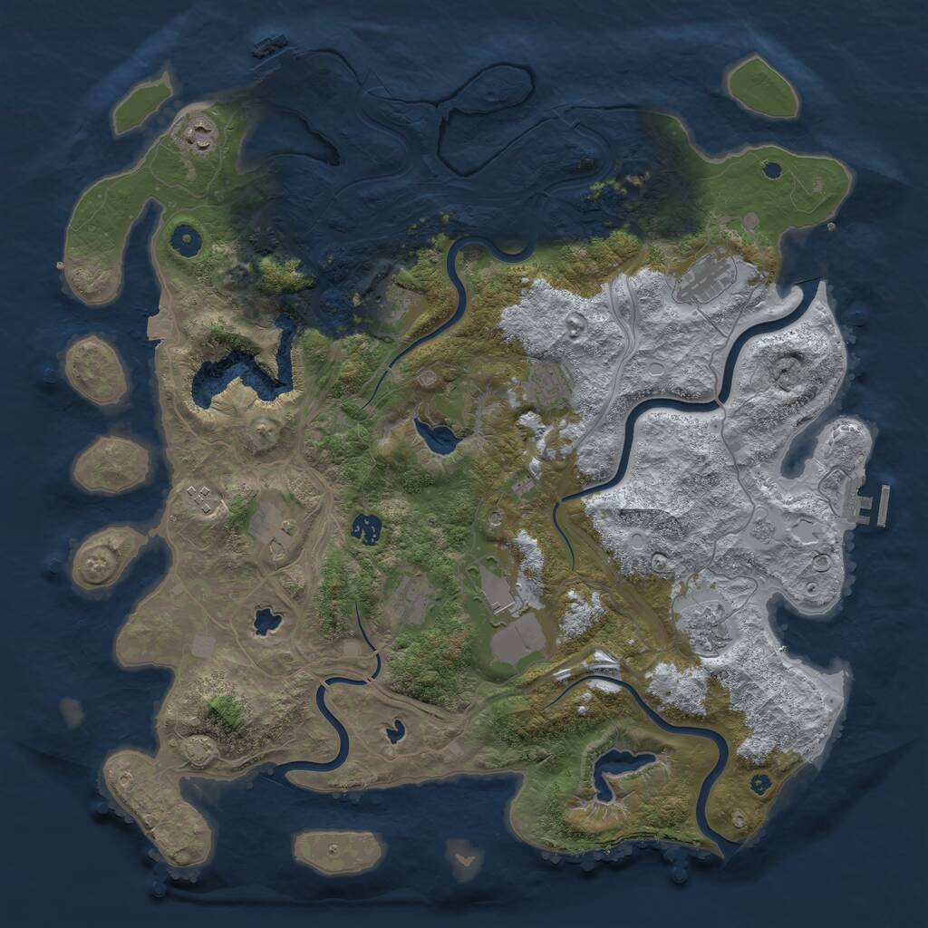 Rust Map: Procedural Map, Size: 4500, Seed: 1180189877, 16 Monuments