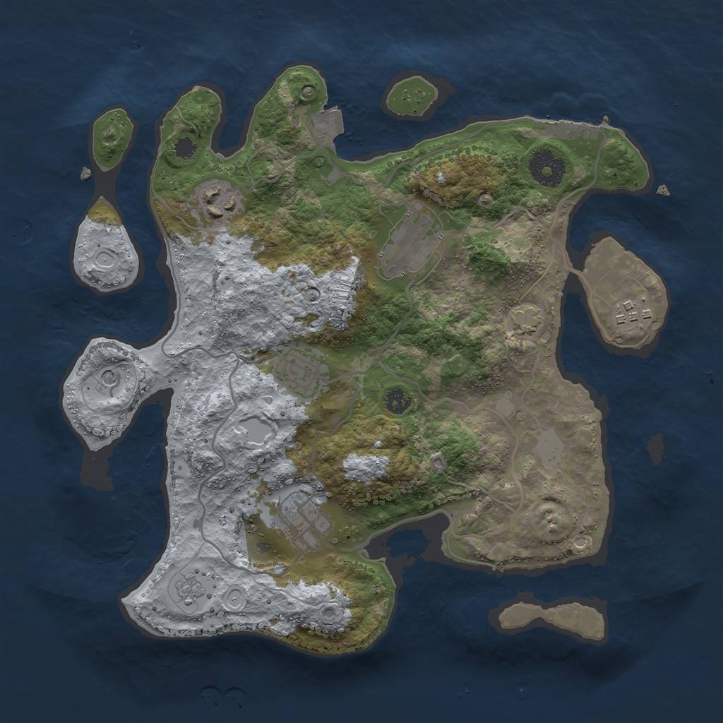 Rust Map: Procedural Map, Size: 3000, Seed: 1776207734, 12 Monuments