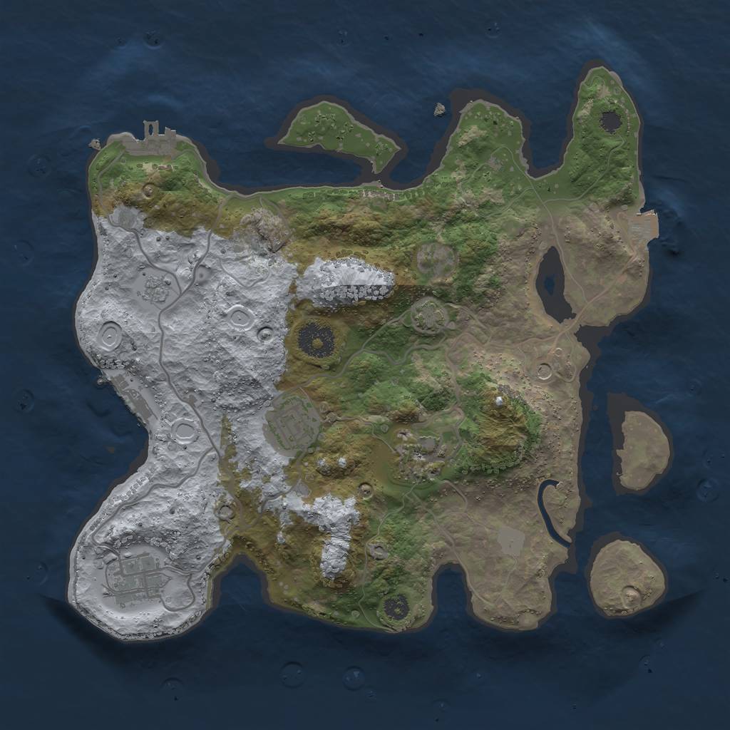 Rust Map: Procedural Map, Size: 3000, Seed: 2400, 11 Monuments