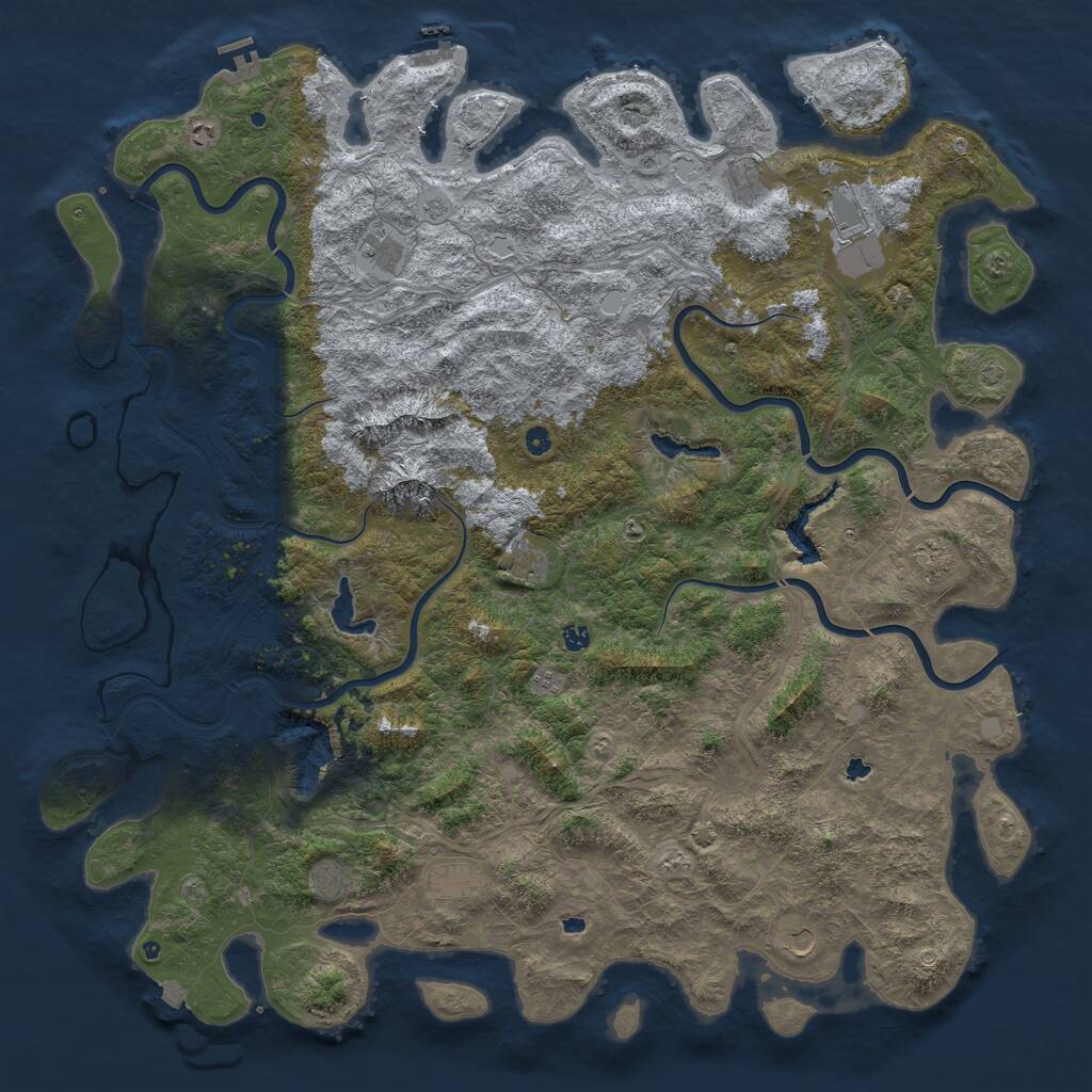 Rust Map: Procedural Map, Size: 6000, Seed: 54356, 17 Monuments