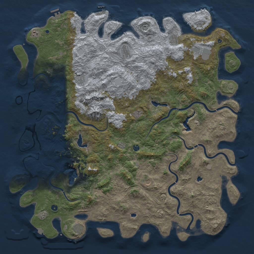 Rust Map: Procedural Map, Size: 6000, Seed: 54356, 17 Monuments