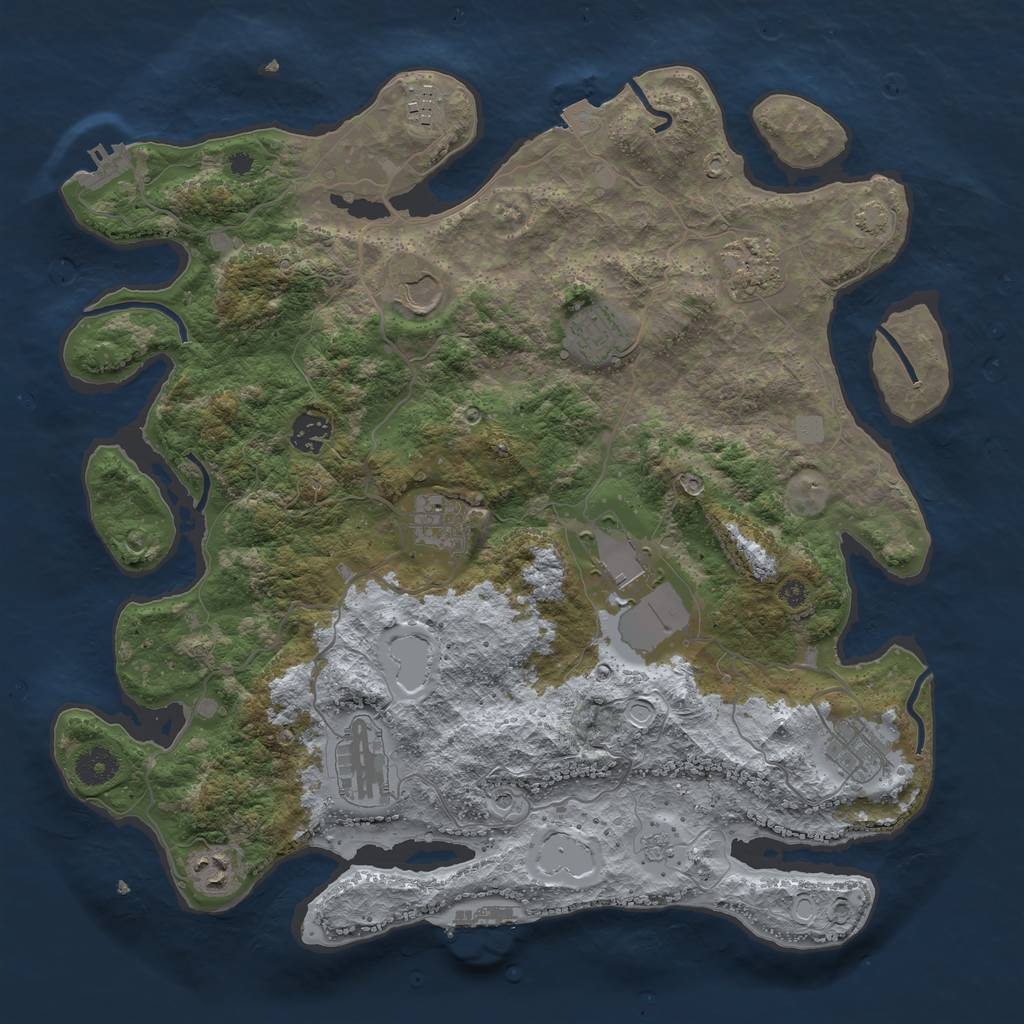 Rust Map: Procedural Map, Size: 3850, Seed: 276424845, 18 Monuments