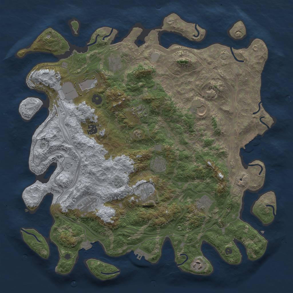 Rust Map: Procedural Map, Size: 4250, Seed: 827102560, 19 Monuments