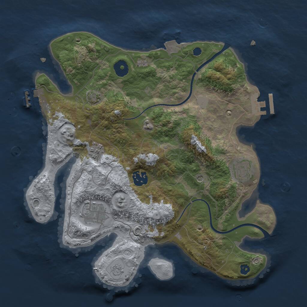 Rust Map: Procedural Map, Size: 3000, Seed: 1165715678, 10 Monuments