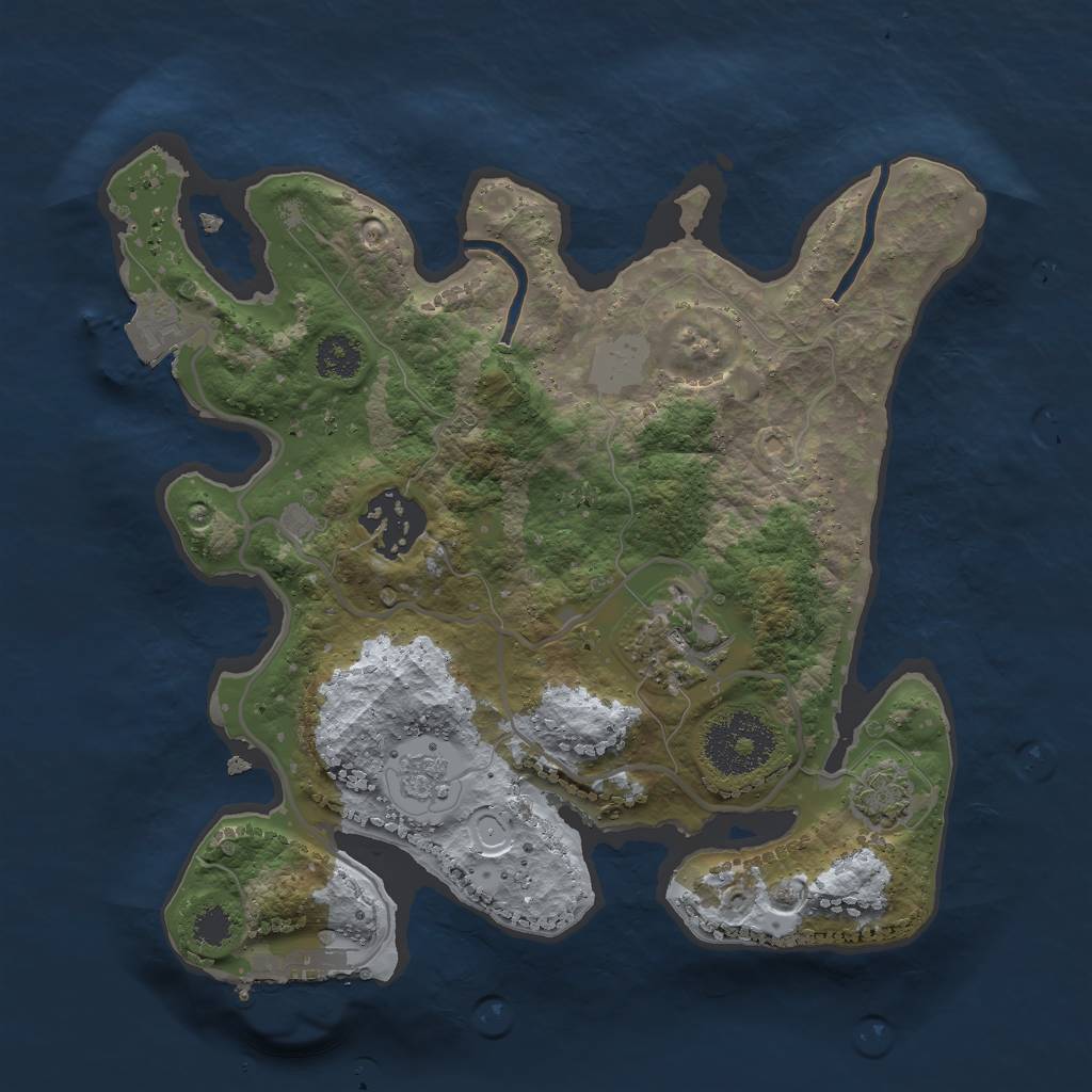 Rust Map: Procedural Map, Size: 2500, Seed: 1848712766, 8 Monuments