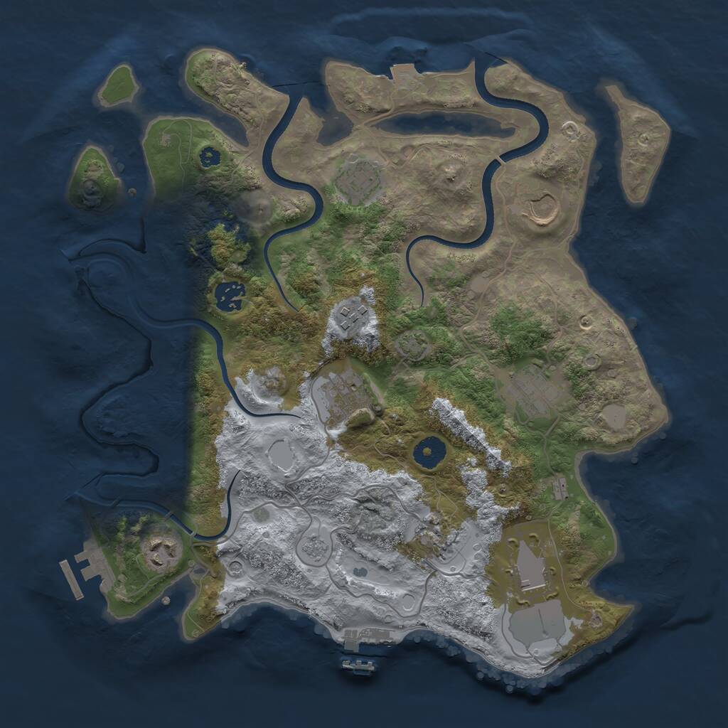 Rust Map: Procedural Map, Size: 3500, Seed: 558778, 15 Monuments