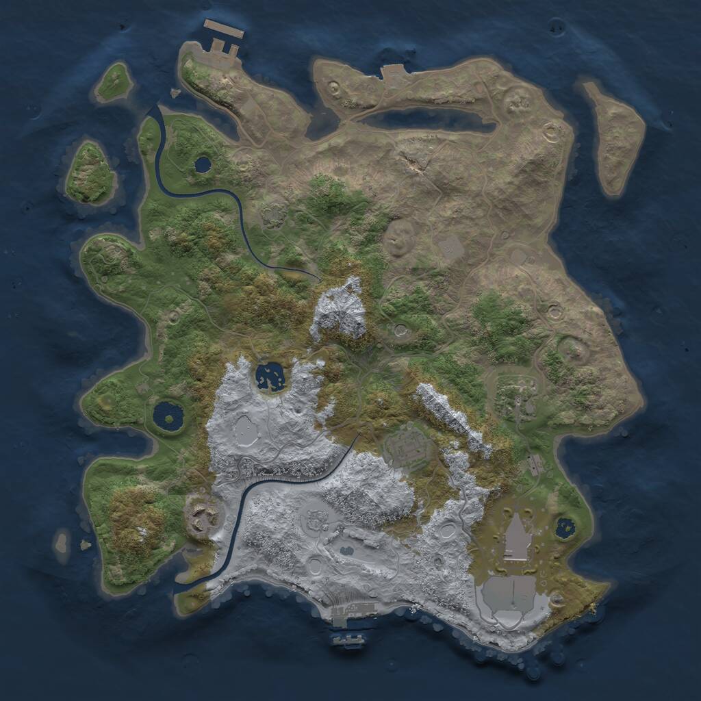 Rust Map: Procedural Map, Size: 3500, Seed: 558778, 11 Monuments