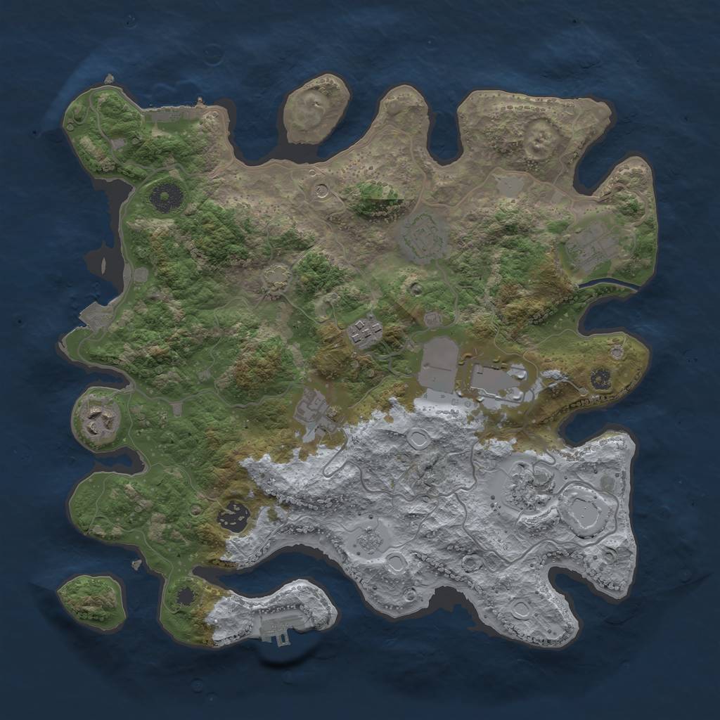 Rust Map: Procedural Map, Size: 3500, Seed: 1992027332, 16 Monuments