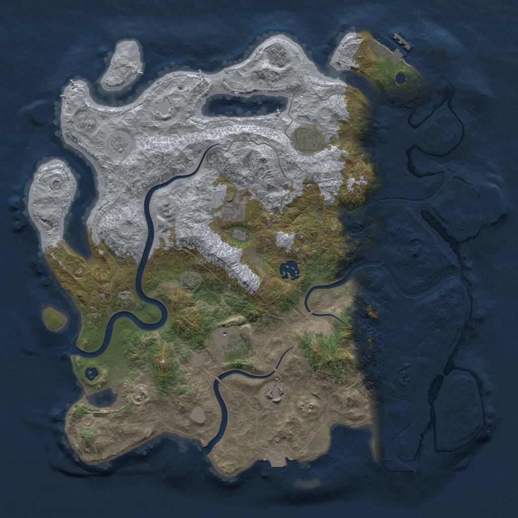 Rust Map: Procedural Map, Size: 3850, Seed: 52678547, 12 Monuments
