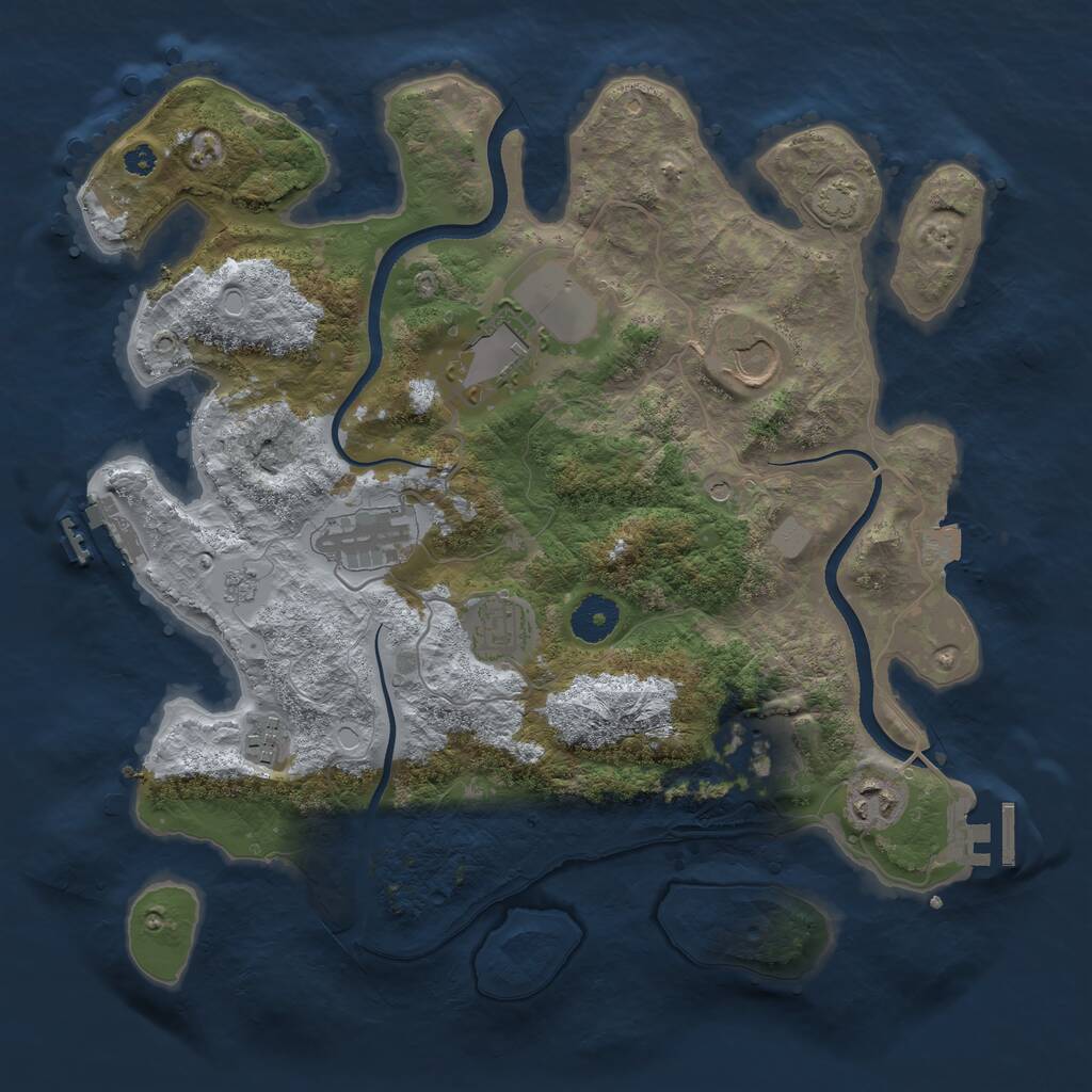 Rust Map: Procedural Map, Size: 3500, Seed: 615555524, 13 Monuments