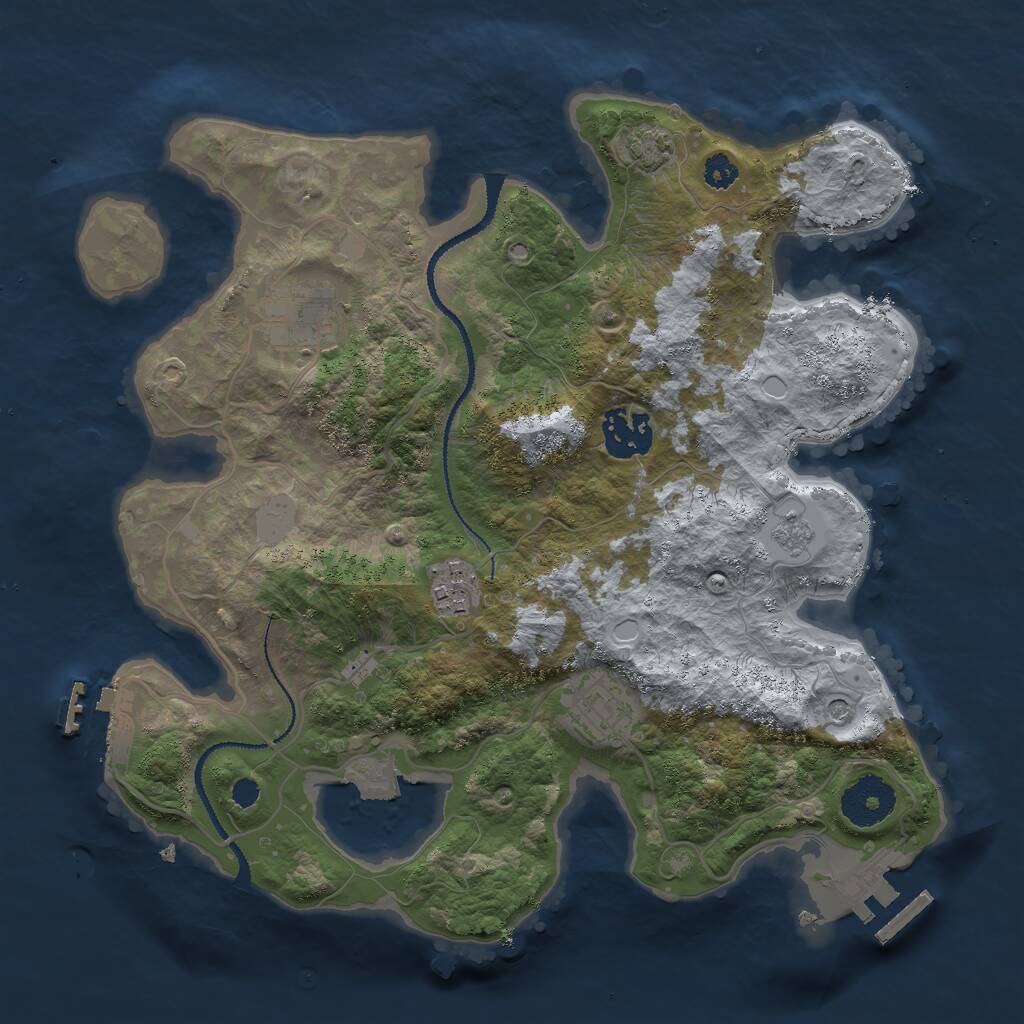 Rust Map: Procedural Map, Size: 3000, Seed: 1284275368, 10 Monuments