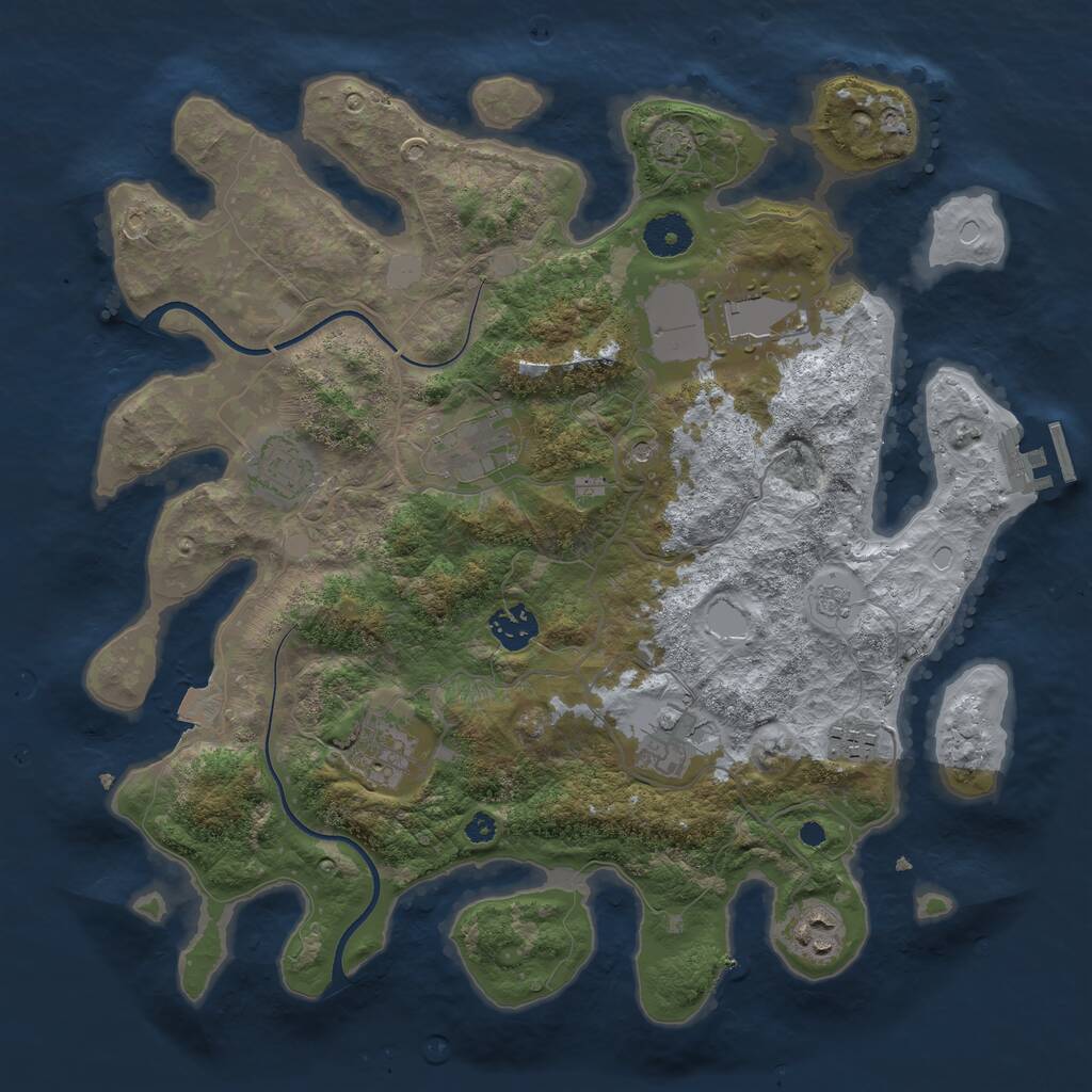 Rust Map: Procedural Map, Size: 3600, Seed: 24019960, 13 Monuments