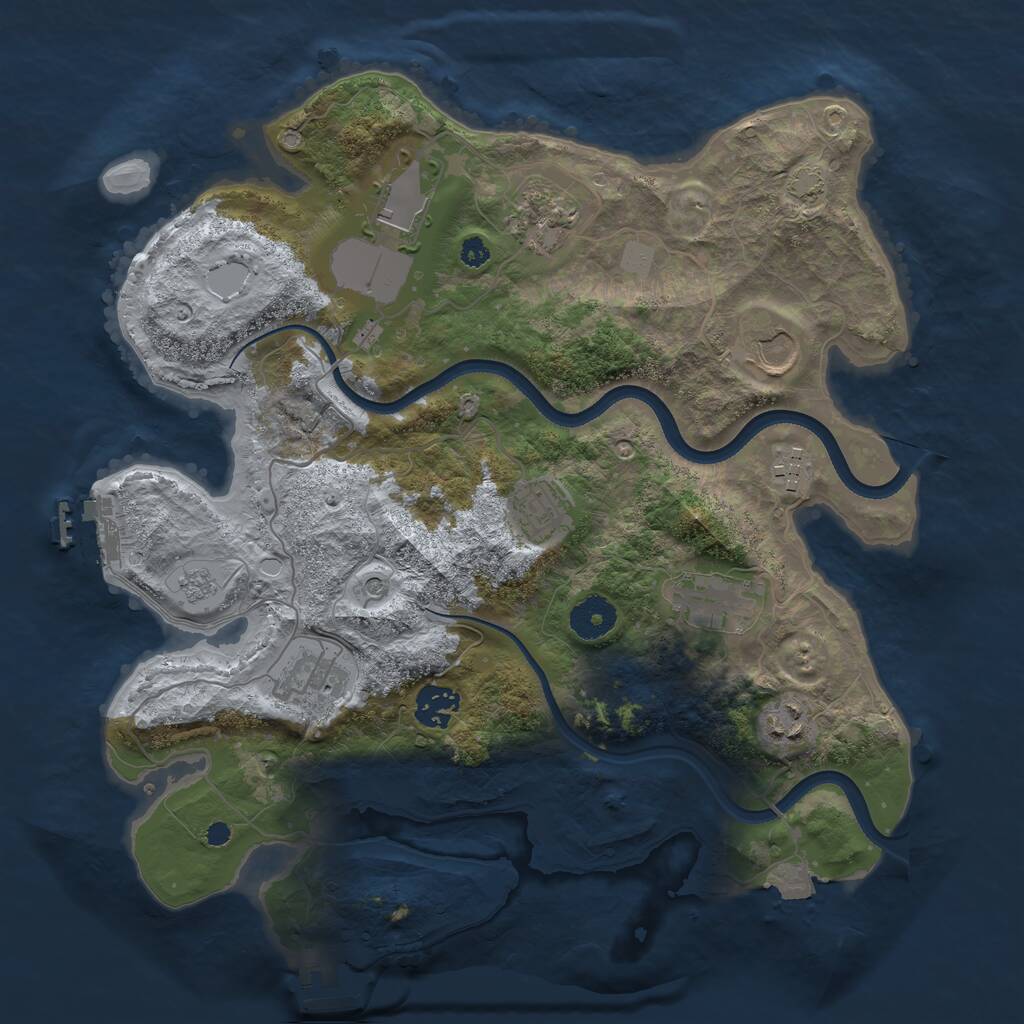 Rust Map: Procedural Map, Size: 3500, Seed: 2030723442, 15 Monuments