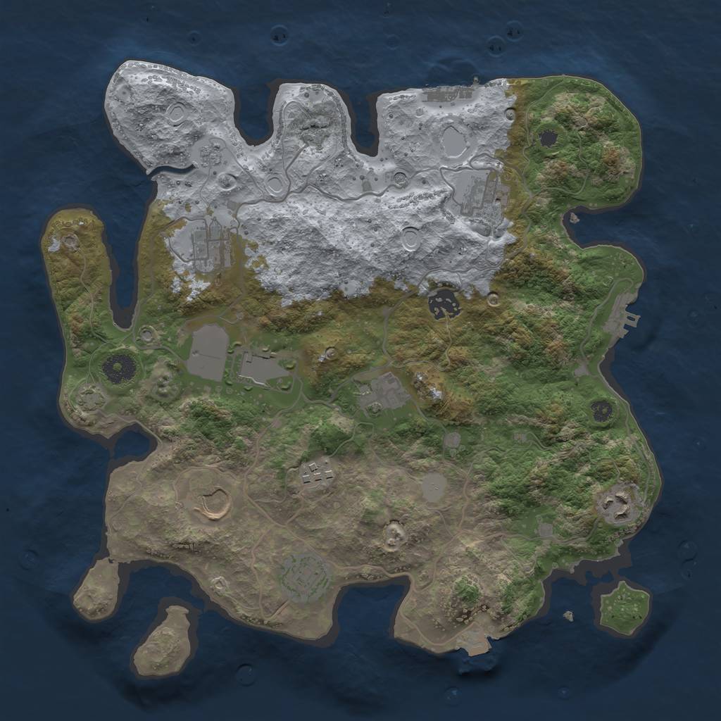 Rust Map: Procedural Map, Size: 3500, Seed: 16395, 17 Monuments