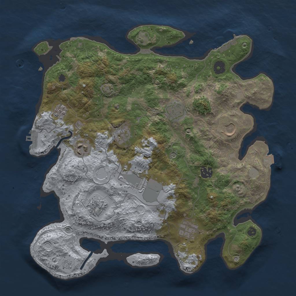 Rust Map: Procedural Map, Size: 3500, Seed: 16953, 17 Monuments