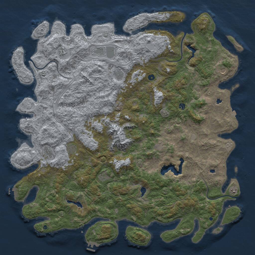 Rust Map: Procedural Map, Size: 6000, Seed: 217516694, 17 Monuments
