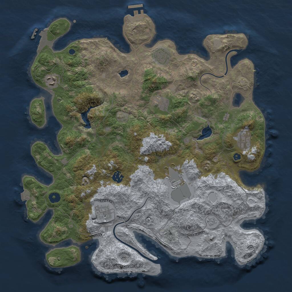 Rust Map: Procedural Map, Size: 4000, Seed: 2041920097, 13 Monuments