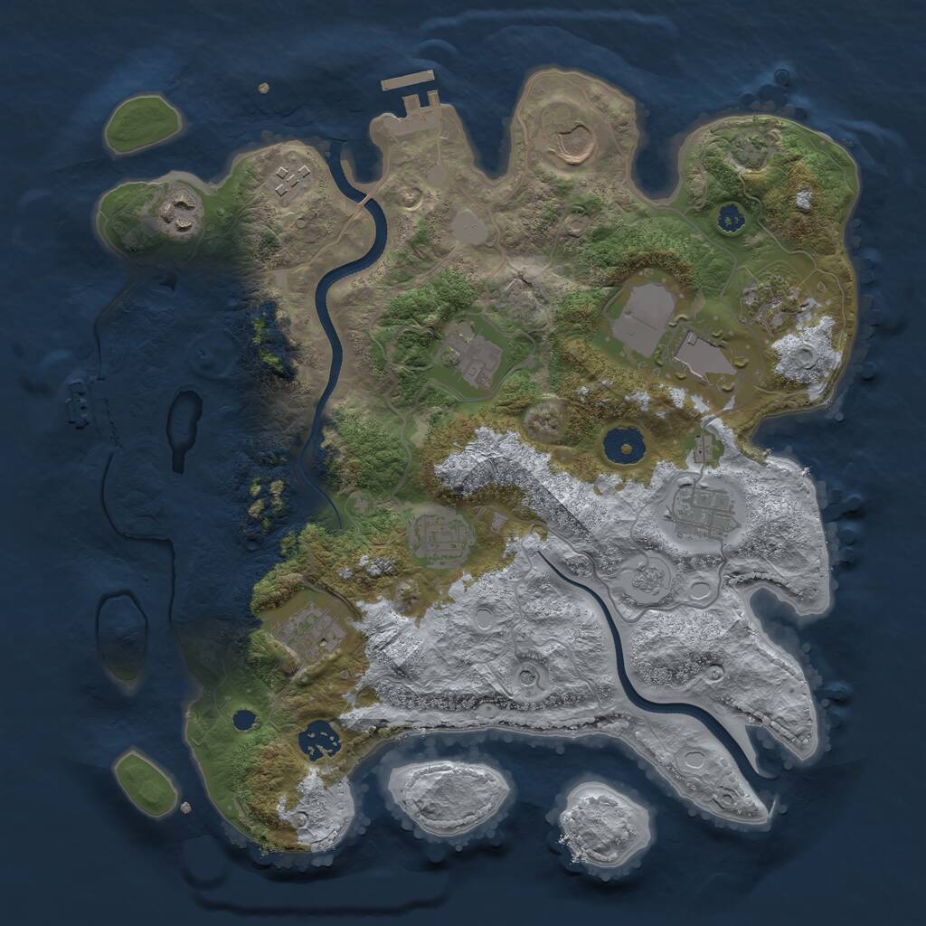 Rust Map: Procedural Map, Size: 3500, Seed: 1765139847, 16 Monuments