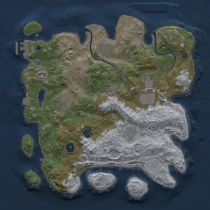 Thumbnail Rust Map: Procedural Map, Size: 3500, Seed: 1765139847, 11 Monuments