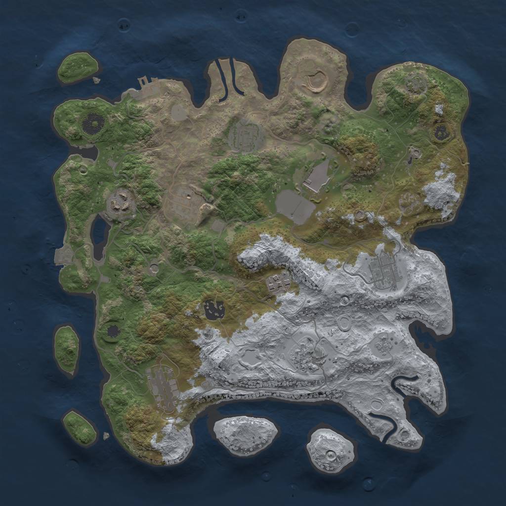 Rust Map: Procedural Map, Size: 3500, Seed: 1765139847, 17 Monuments