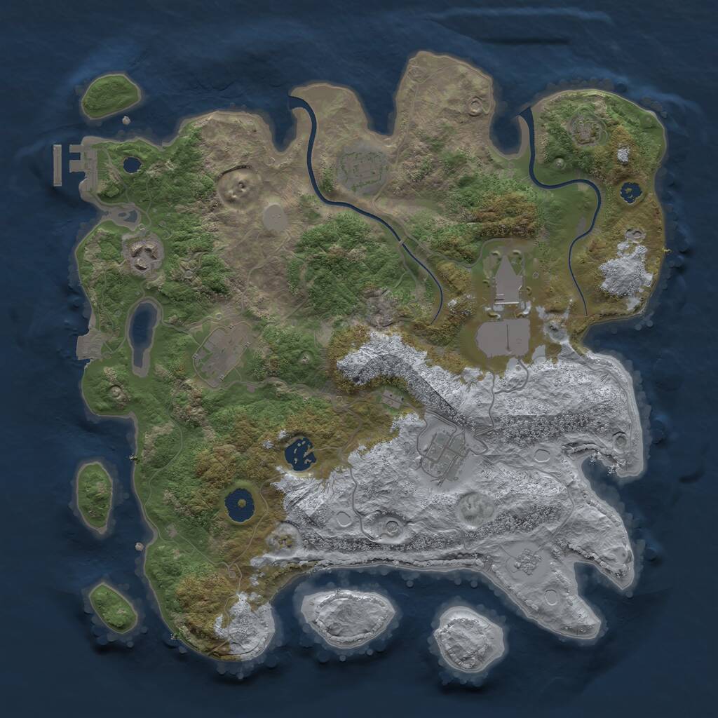 Rust Map: Procedural Map, Size: 3500, Seed: 1765139847, 11 Monuments