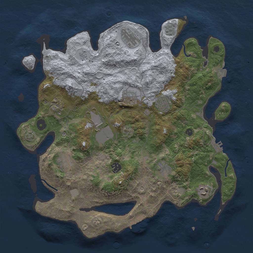 Rust Map: Procedural Map, Size: 3700, Seed: 1930133480, 18 Monuments
