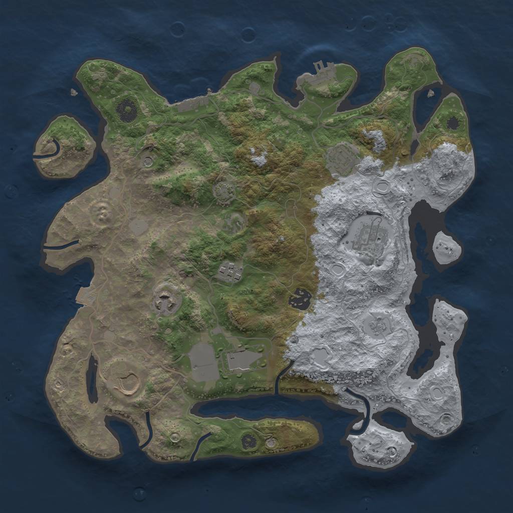 Rust Map: Procedural Map, Size: 3500, Seed: 53245, 15 Monuments