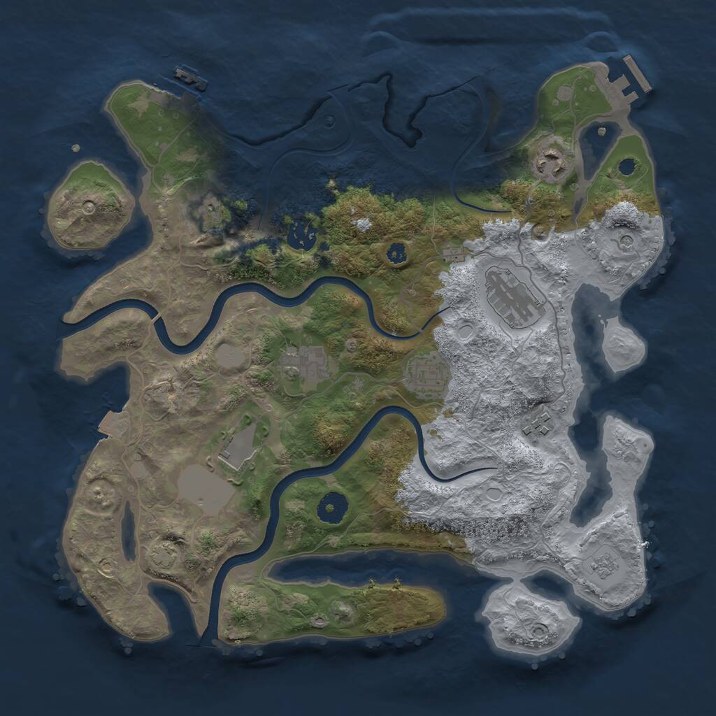 Rust Map: Procedural Map, Size: 3500, Seed: 53245, 14 Monuments