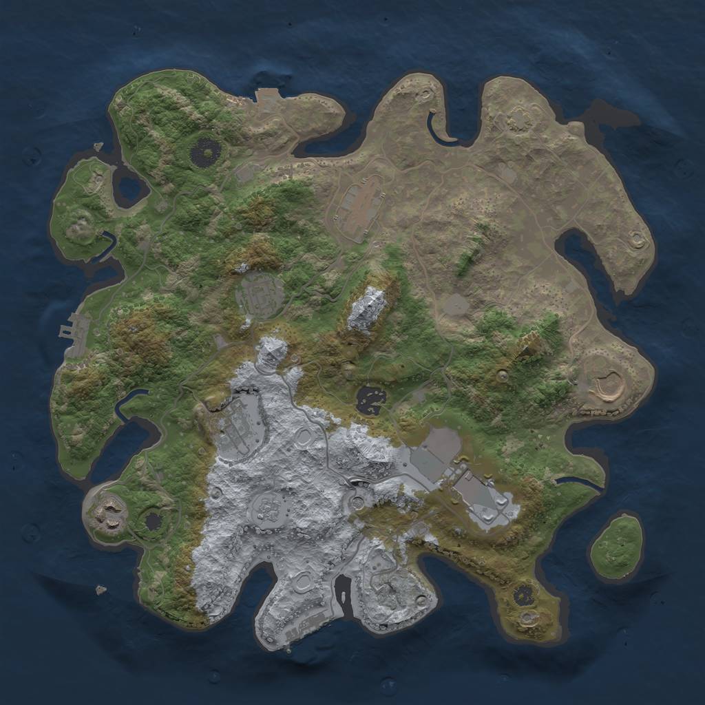 Rust Map: Procedural Map, Size: 3500, Seed: 2052851388, 15 Monuments
