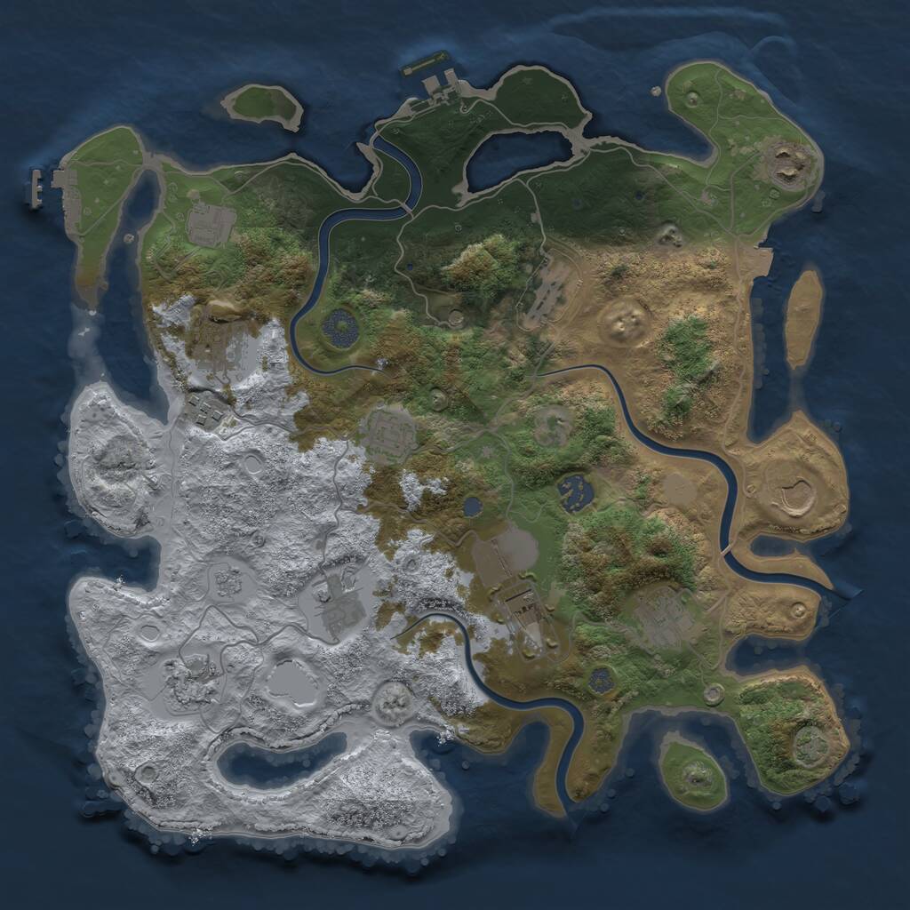Rust Map: Procedural Map, Size: 3700, Seed: 92803001, 19 Monuments