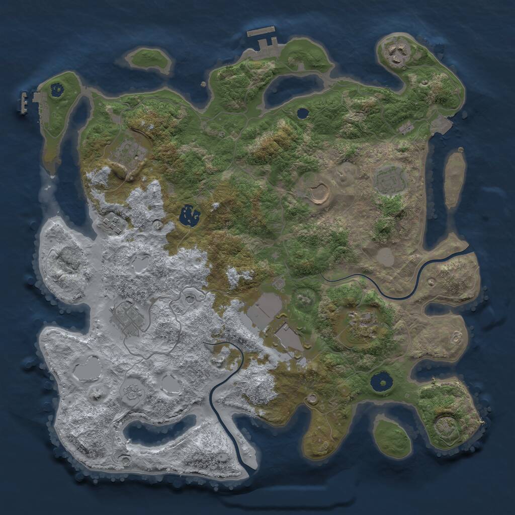 Rust Map: Procedural Map, Size: 3700, Seed: 92803001, 15 Monuments