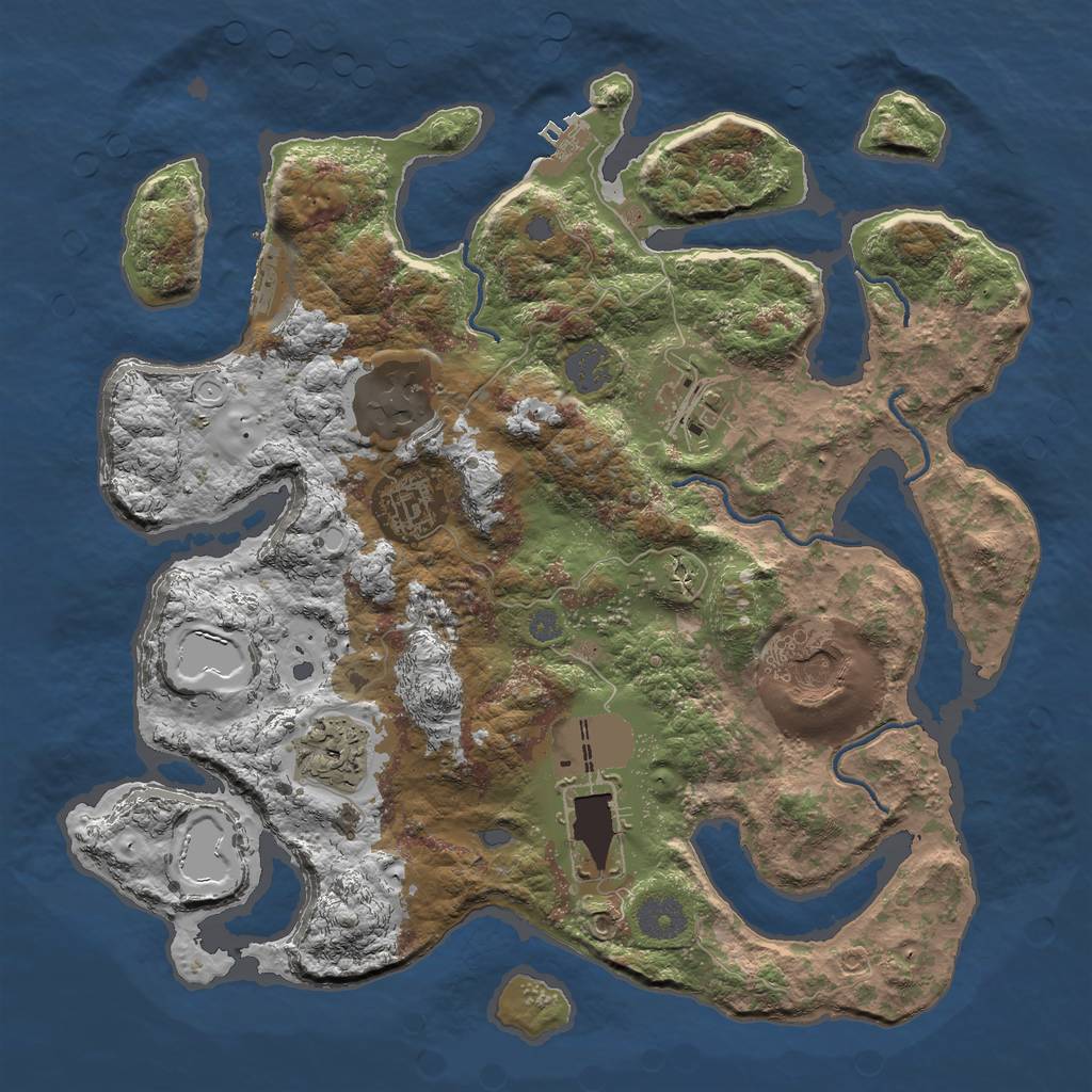 Rust Map: Procedural Map, Size: 3500, Seed: 831999, 13 Monuments