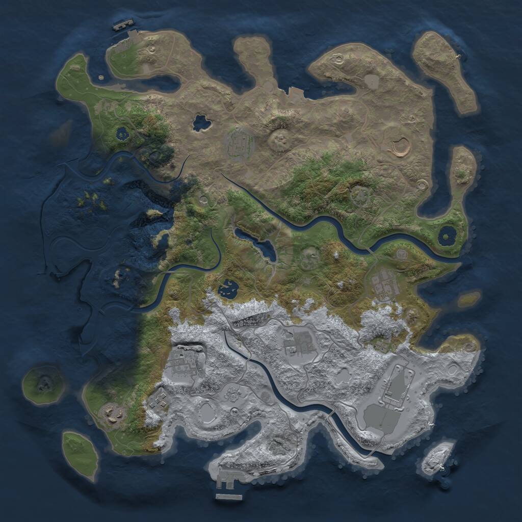Rust Map: Procedural Map, Size: 4000, Seed: 64984, 15 Monuments