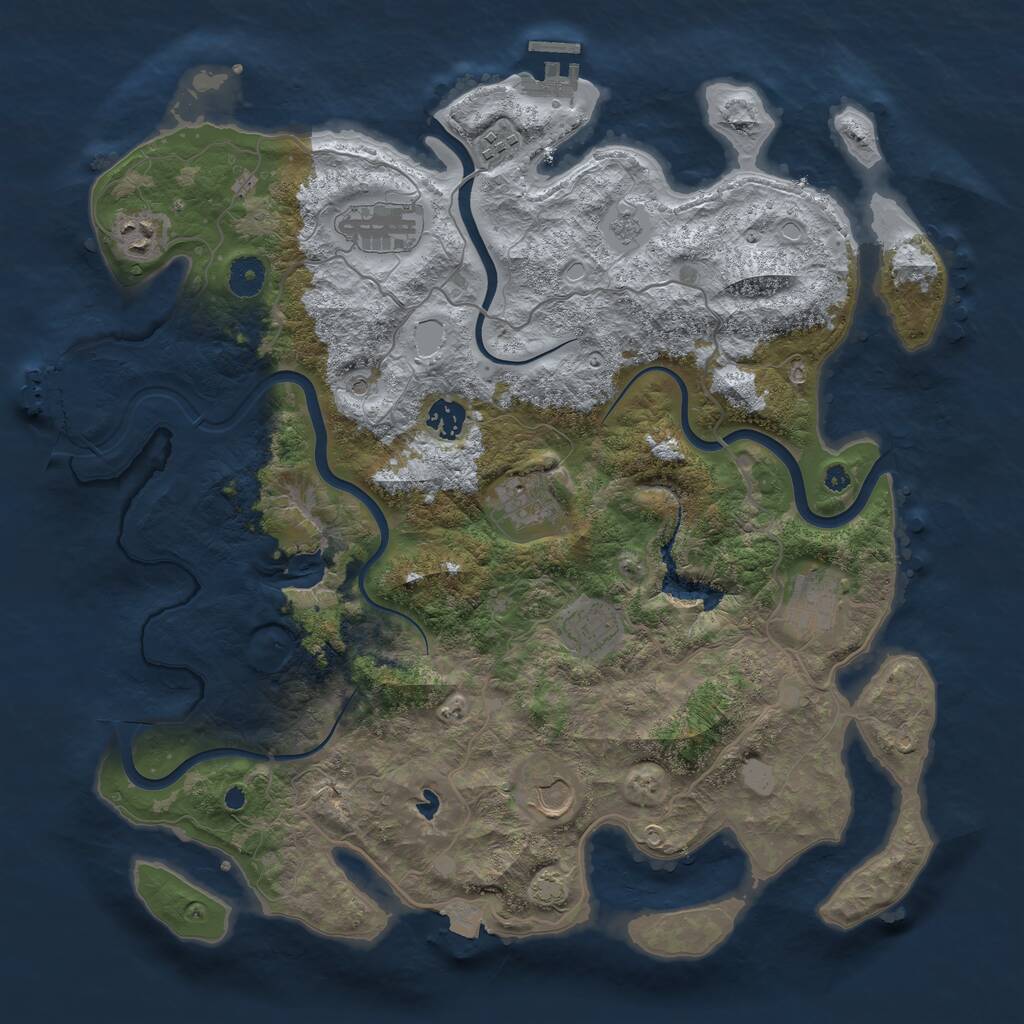 Rust Map: Procedural Map, Size: 4000, Seed: 45475, 14 Monuments