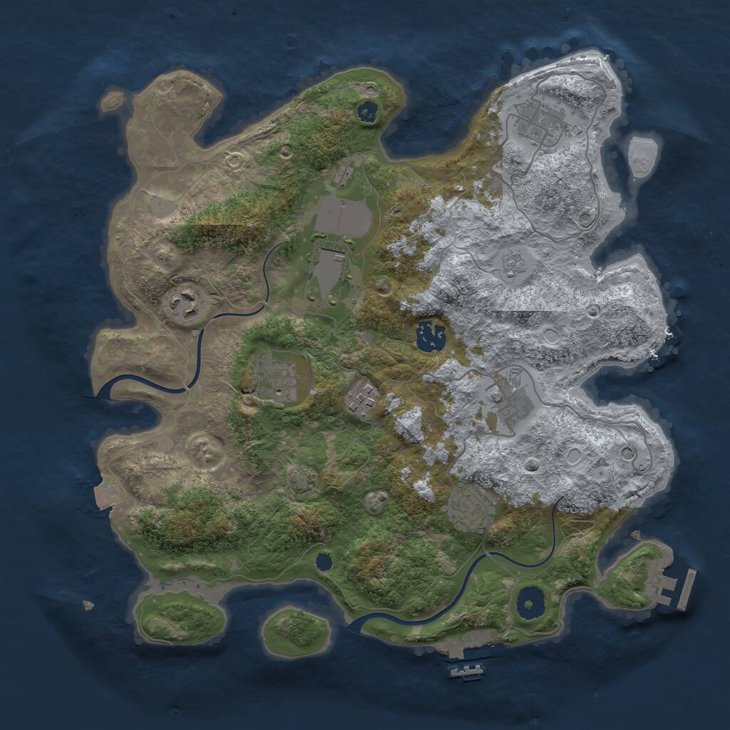 Rust Map: Procedural Map, Size: 3500, Seed: 558877, 14 Monuments
