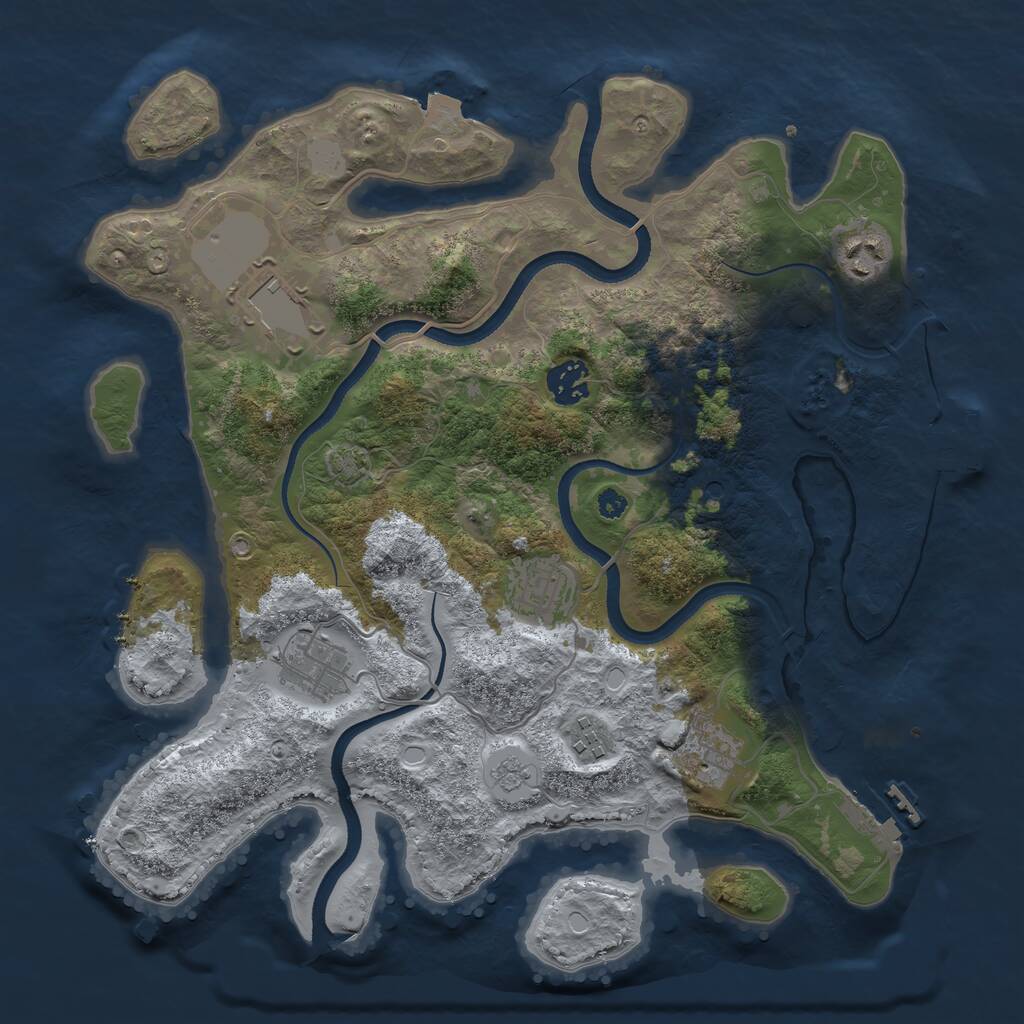 Rust Map: Procedural Map, Size: 3500, Seed: 819029993, 13 Monuments