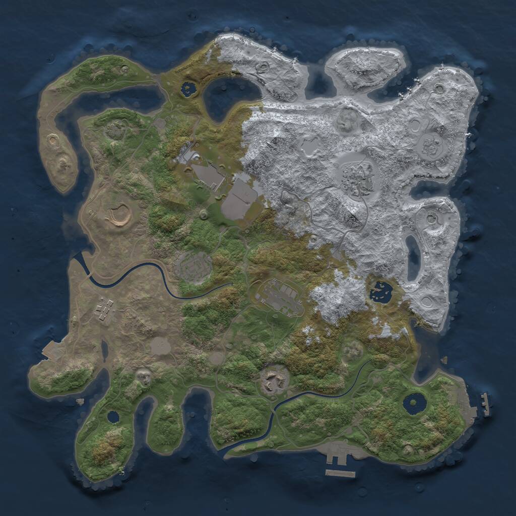 Rust Map: Procedural Map, Size: 3500, Seed: 254789, 14 Monuments