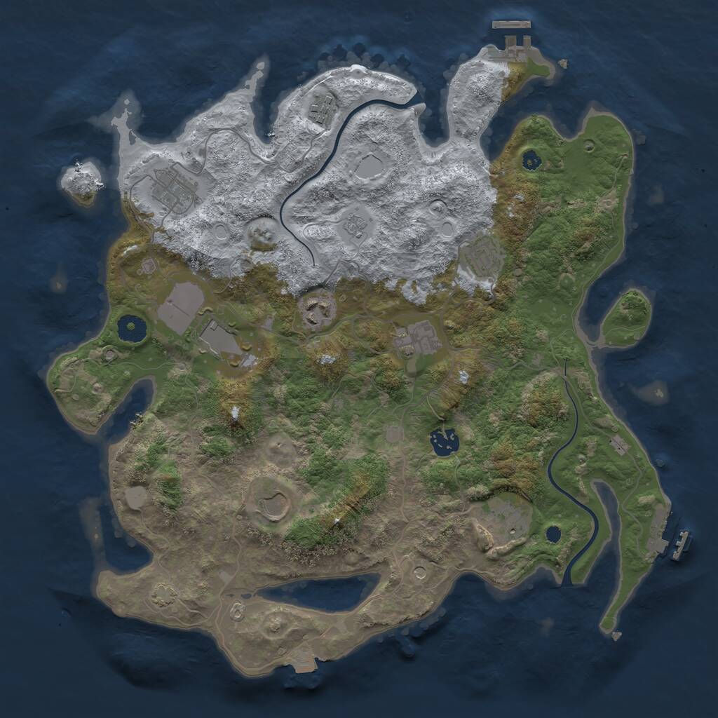 Rust Map: Procedural Map, Size: 3750, Seed: 1930133480, 15 Monuments