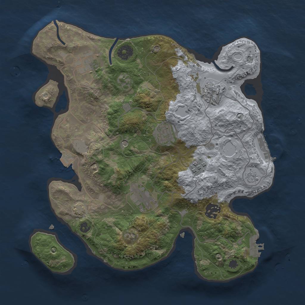 Rust Map: Procedural Map, Size: 3000, Seed: 1608797983, 14 Monuments