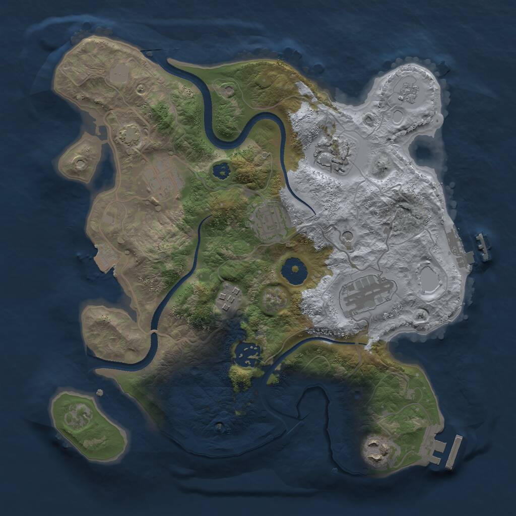 Rust Map: Procedural Map, Size: 3000, Seed: 1608797983, 13 Monuments