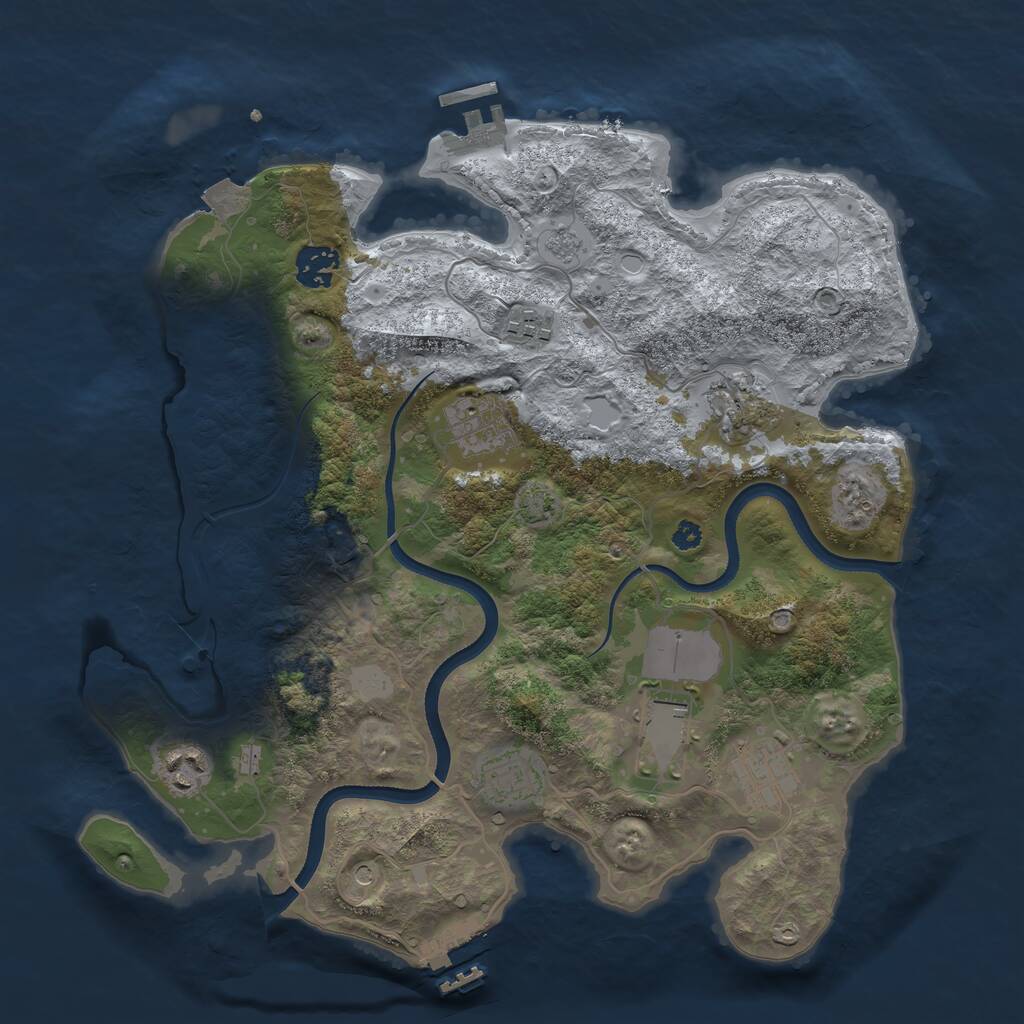 Rust Map: Procedural Map, Size: 3500, Seed: 920415774, 14 Monuments