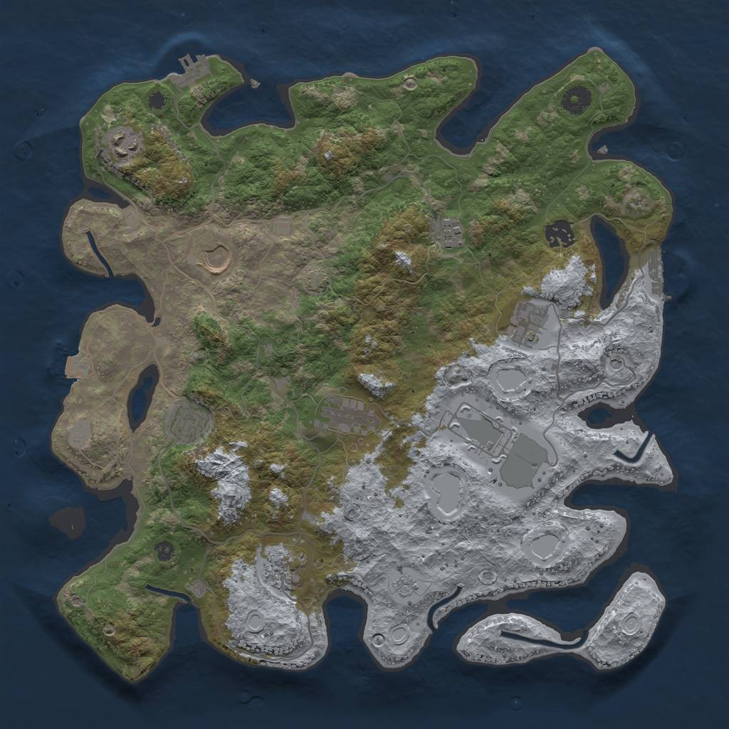 Rust Map: Procedural Map, Size: 3800, Seed: 745423, 17 Monuments